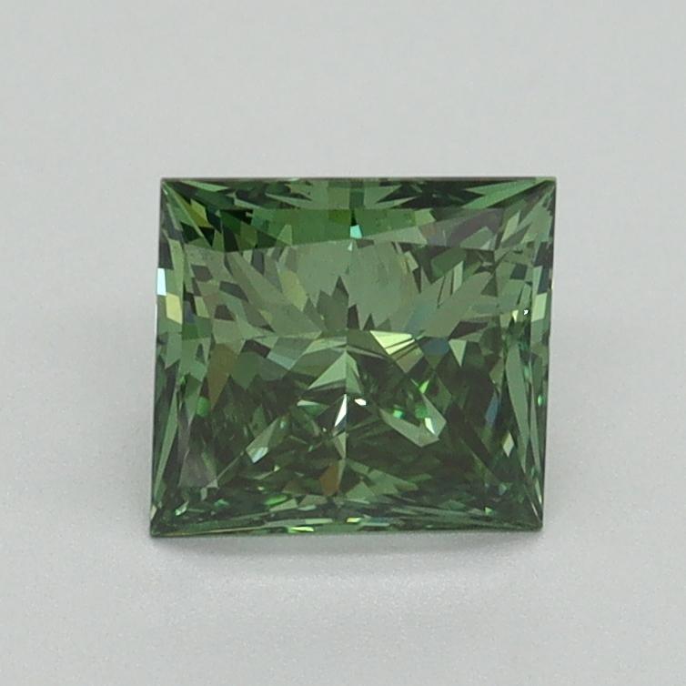 1.02 Ct. Fancy Vivid Green Princess Lab Grown Diamond