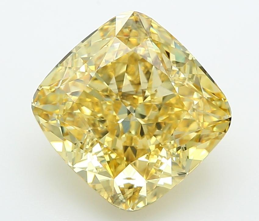 5.08 Ct. Fancy Vivid  Yellow Cushion Lab Grown Diamond