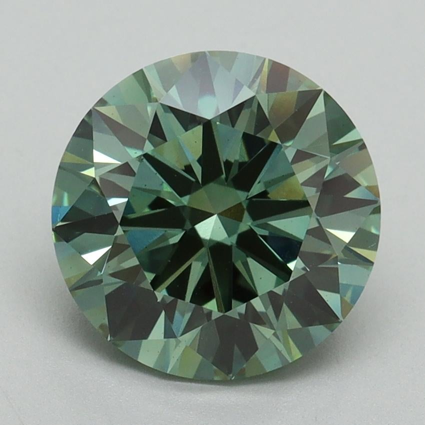 3.03 Ct. Fancy Vivid Green Round Lab Grown Diamond