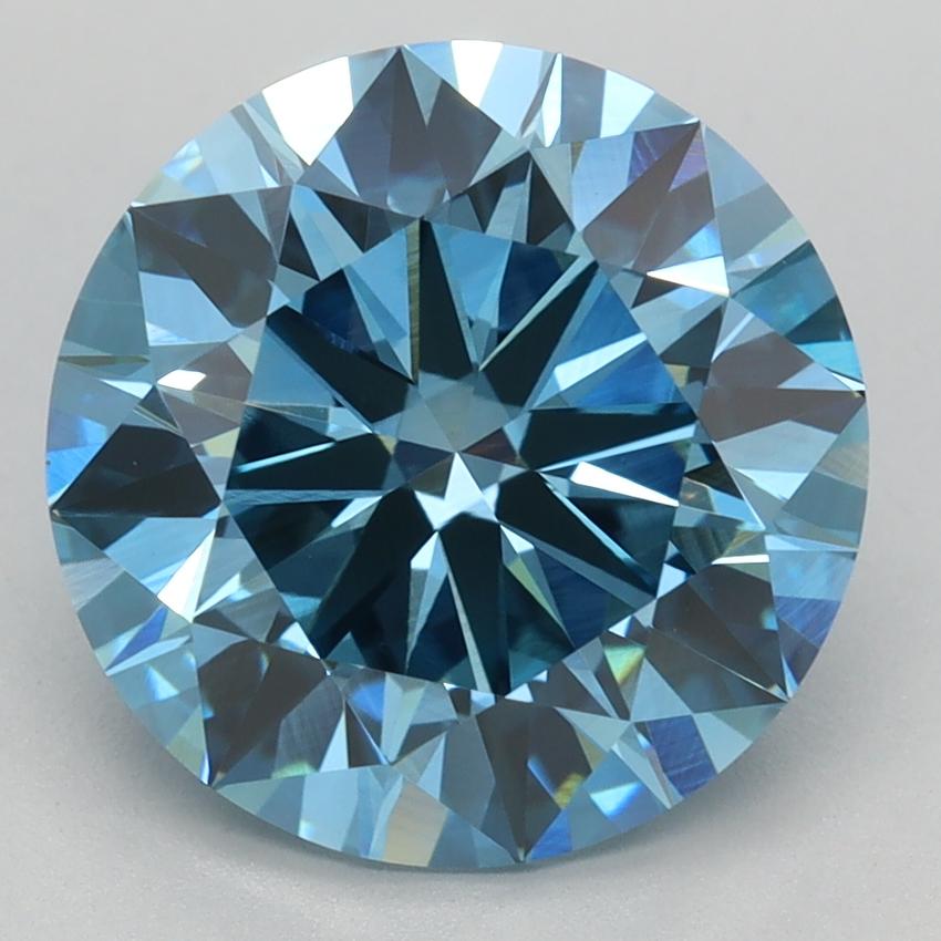 3.82 Ct. Fancy Vivid Blue Round Lab Grown Diamond