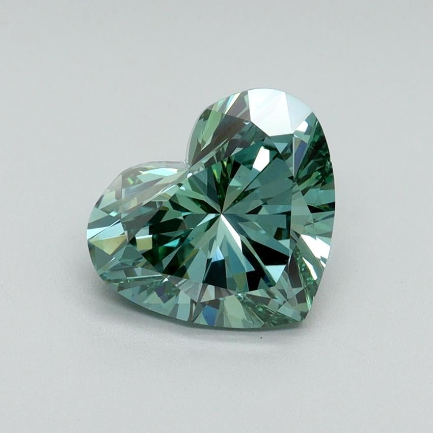 1.89 Ct. Fancy Vivid Pacific Green Heart Lab Grown Diamond