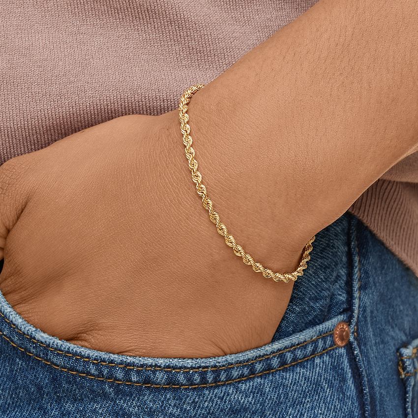 14K Yellow Gold Bailey Rope Chain Bracelet
