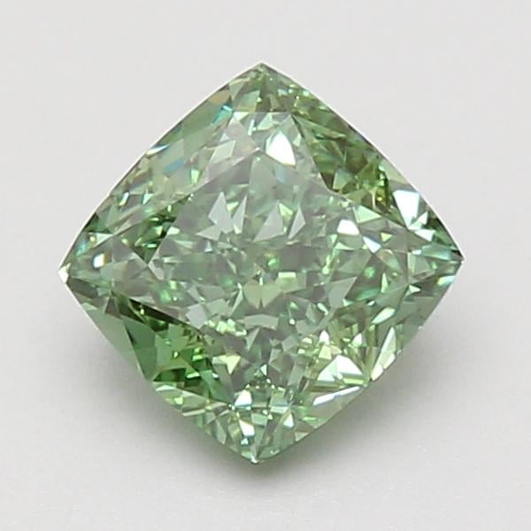 1.52 Ct. Fancy Vivid Green Cushion Lab Grown Diamond