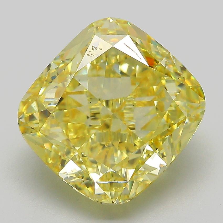 7.06 Ct. Fancy Intense  Yellow Cushion Lab Grown Diamond