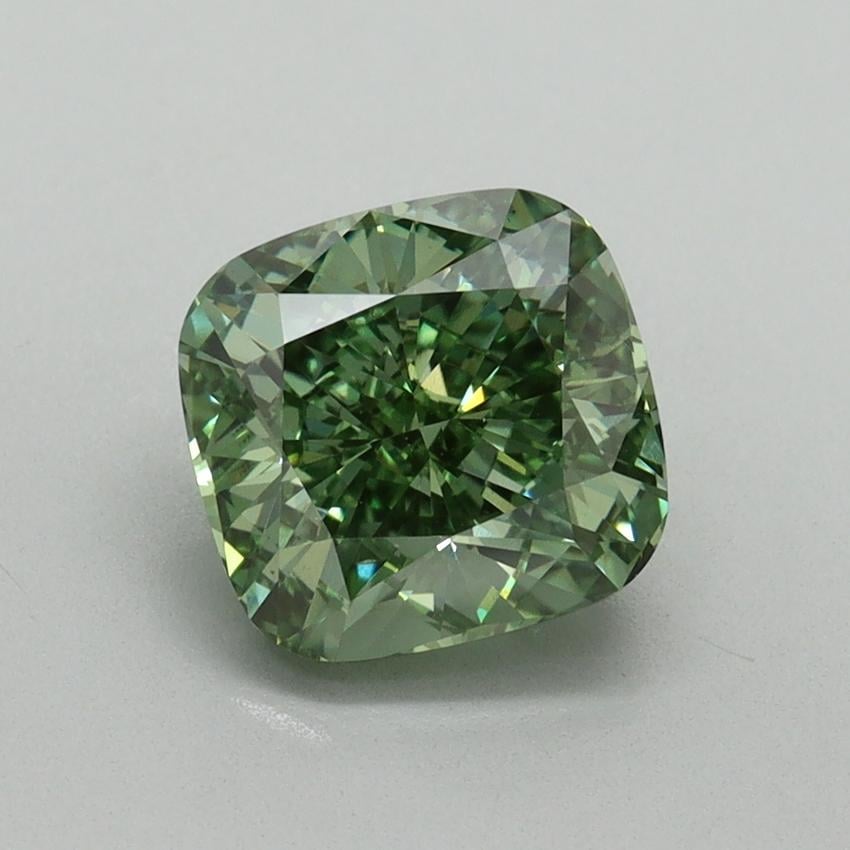 2.00 Ct. Fancy Vivid Pacific Green Cushion Lab Grown Diamond