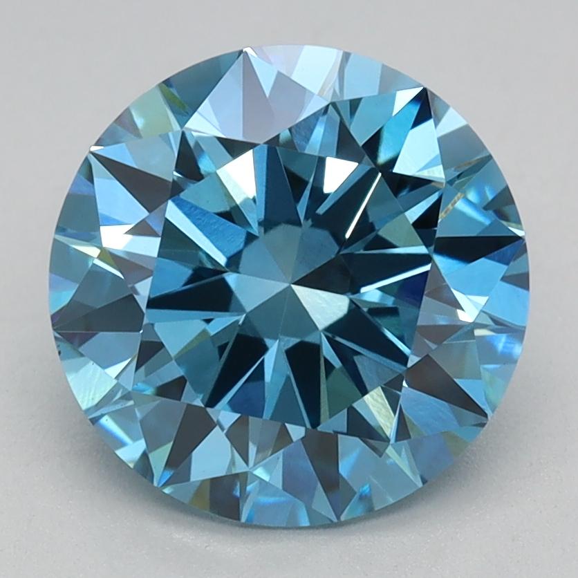 2.03 Ct. Fancy Vivid Blue Round Lab Grown Diamond