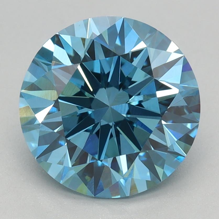 2.03 Ct. Fancy Vivid Blue Round Lab Grown Diamond