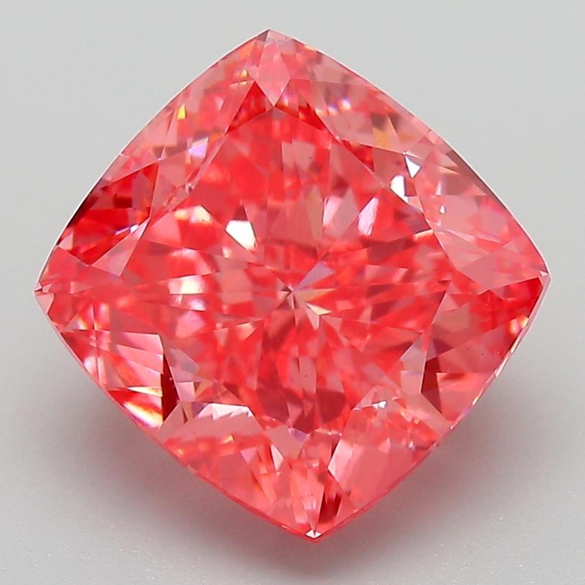 5.03 Ct. Fancy Vivid Pink Cushion Lab Grown Diamond