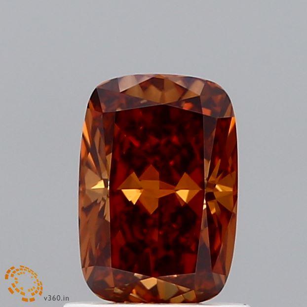 1.06 Ct. Fancy Vivid Brownish Orange Cushion Lab Grown Diamond