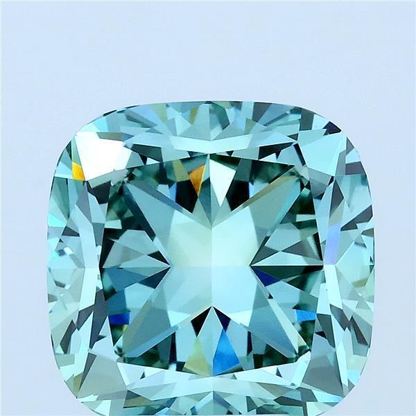 5.13 Ct. Fancy Vivid Green Cushion Lab Grown Diamond