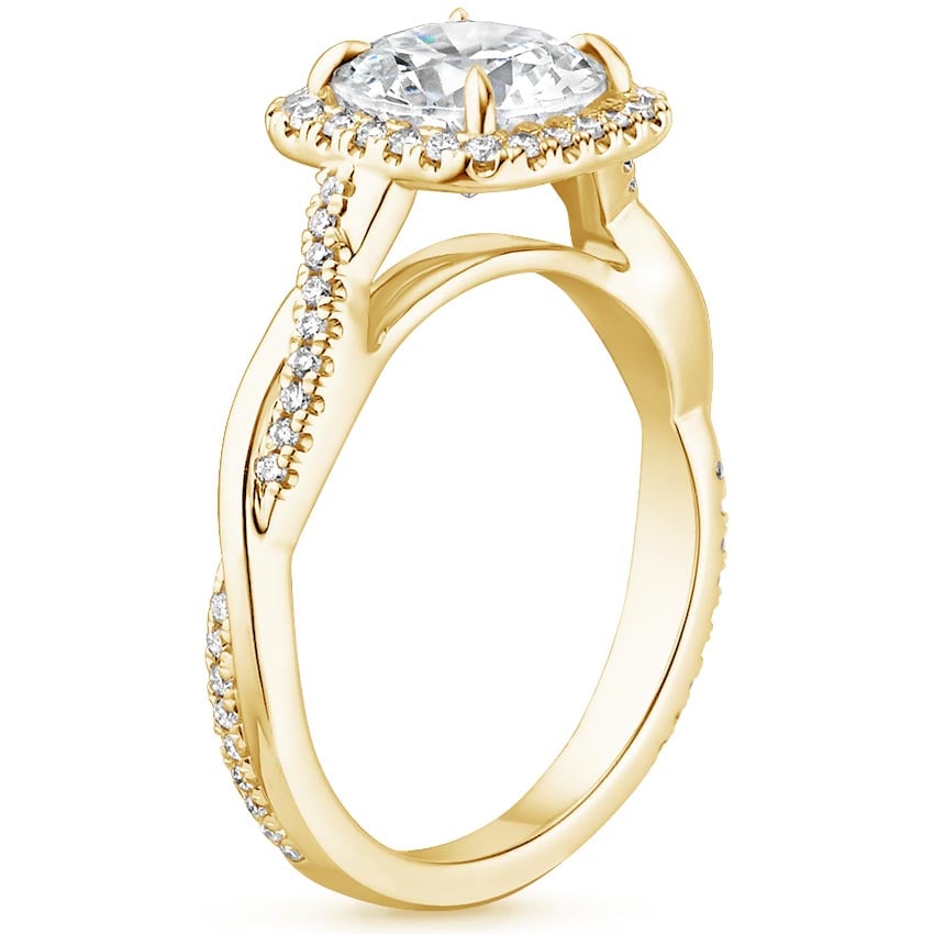 18K Yellow Gold Petite Twisted Vine Halo Diamond Ring (1/4 ct. tw.), large side view