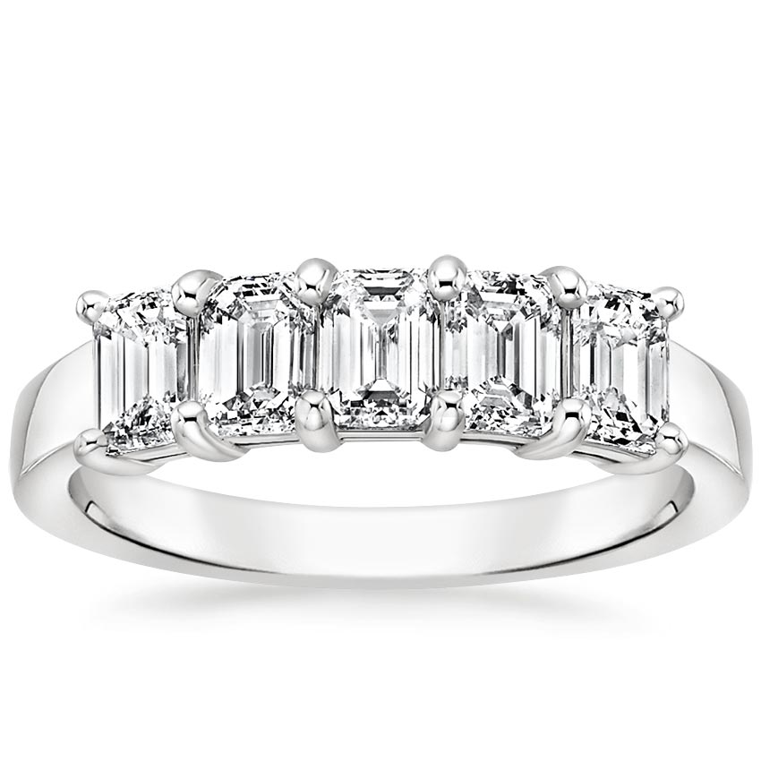 Emerald Five Stone Diamond Ring (1 1/2 ct. tw.) in 18K White Gold