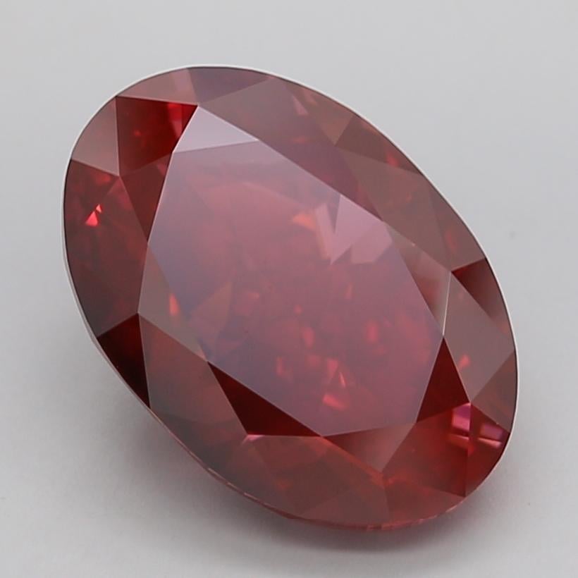7.54 Ct. Fancy Vivid  Red Oval Lab Grown Diamond