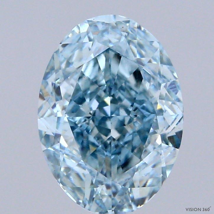 3.04 Ct. Fancy Intense Blue Green Oval Lab Grown Diamond