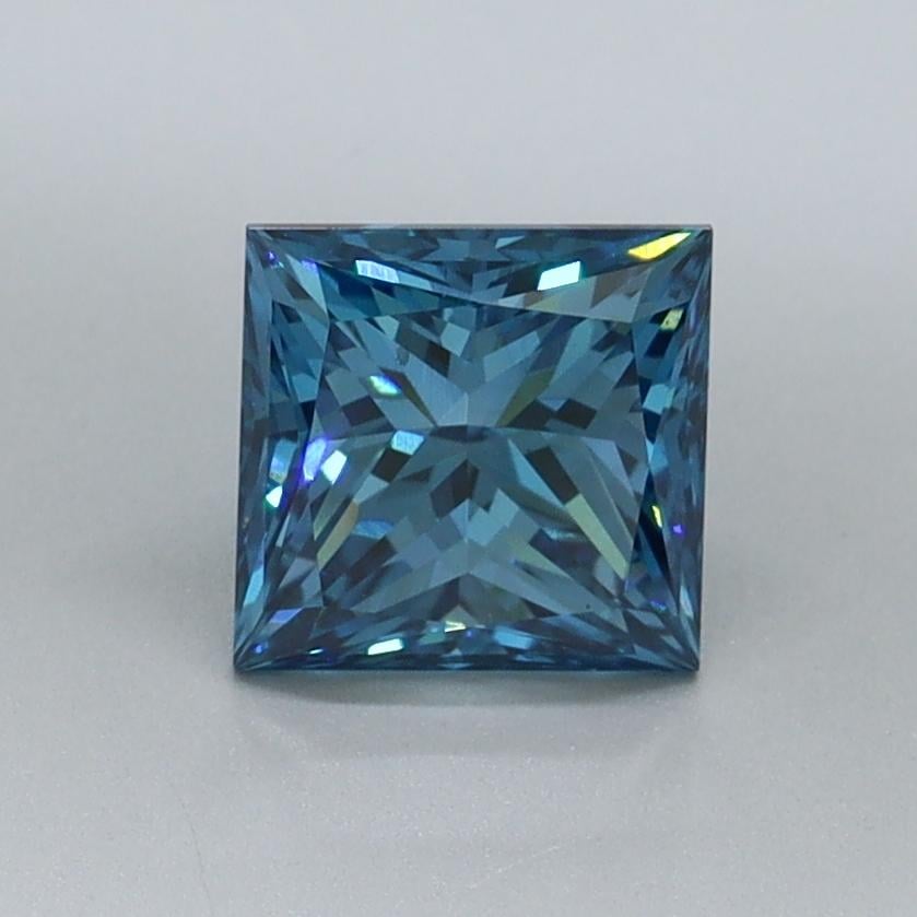 1.10 Ct. Fancy Vivid Malibu Blue Princess Lab Grown Diamond