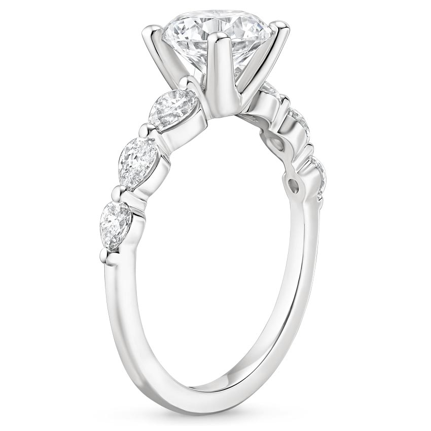 18K White Gold Seine Graduated Pear Diamond Ring, large side view