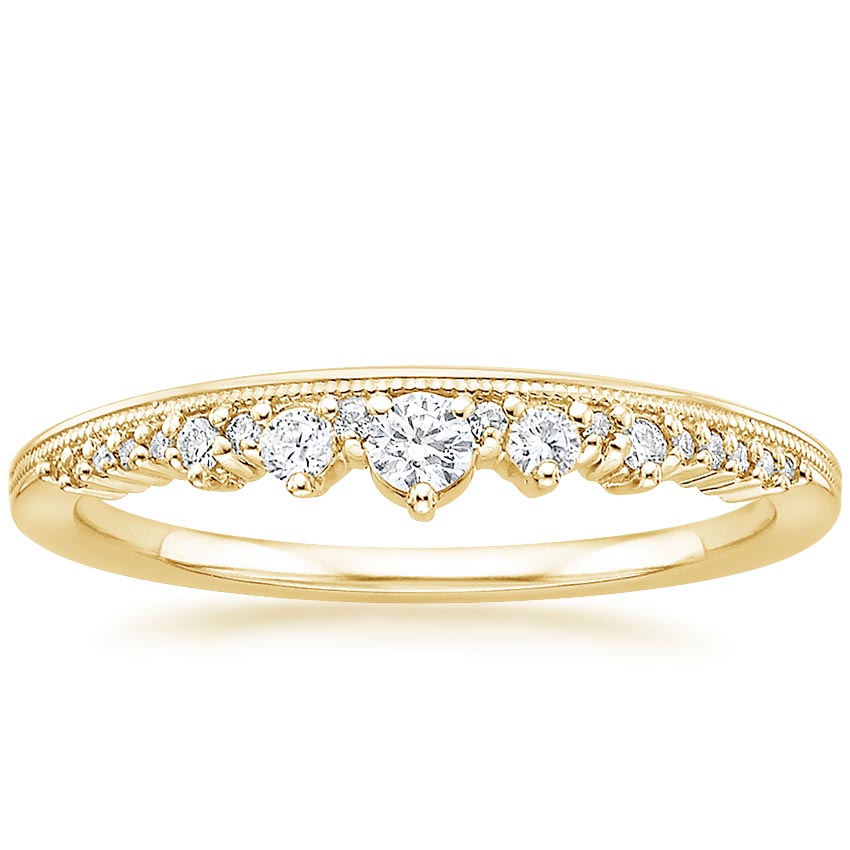 18K Yellow Gold Crown Diamond Ring, large top view