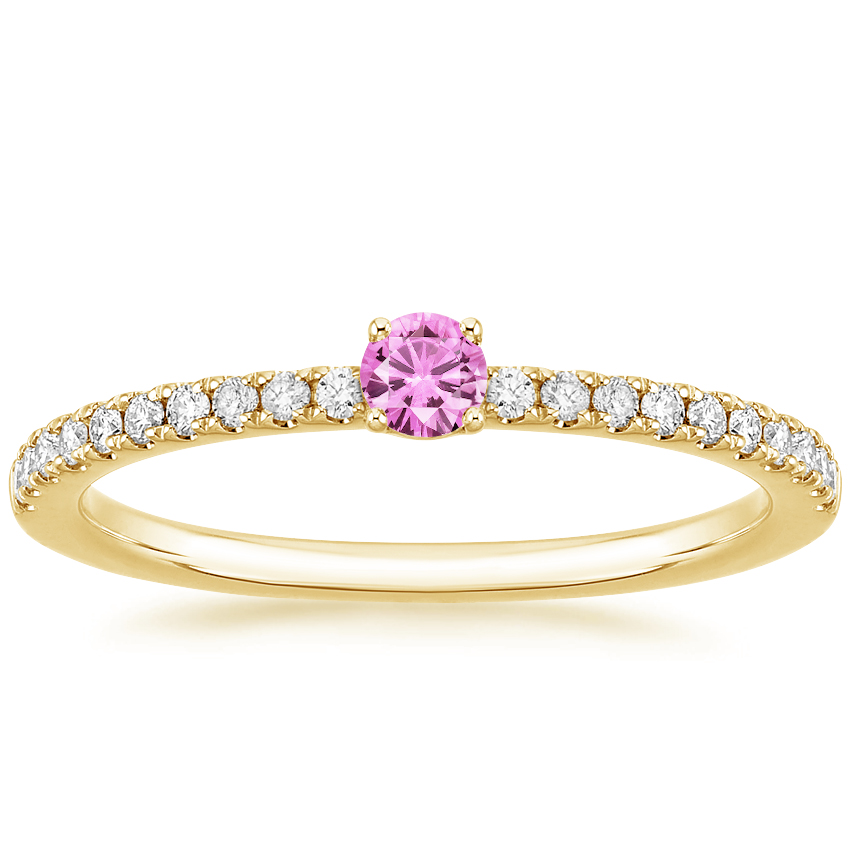 Yellow Gold Aster Pink Sapphire and Diamond Ring