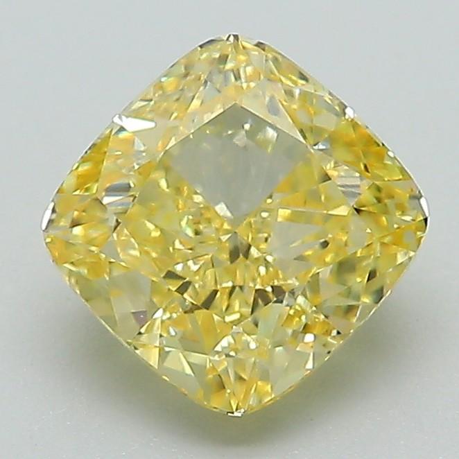 1.74 Ct. Fancy Intense Yellow Cushion Lab Grown Diamond