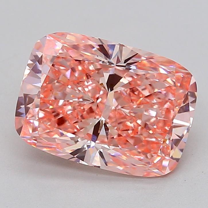 4.09 Ct. Fancy Vivid  Pink Cushion Lab Grown Diamond