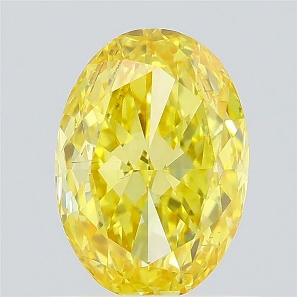 0.71 Ct. Fancy Vivid Yellow Oval Lab Grown Diamond