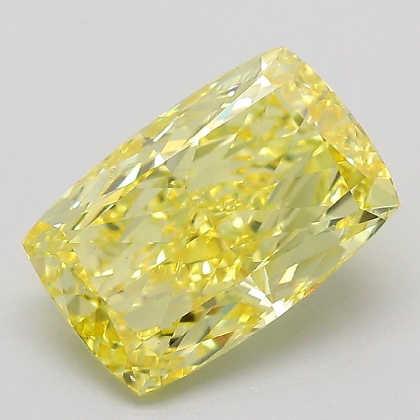 3.02 Ct. Fancy Vivid  Yellow Cushion Lab Grown Diamond
