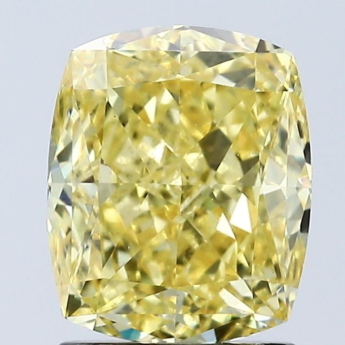 2.01 Ct. Fancy Vivid Yellow Cushion Lab Grown Diamond