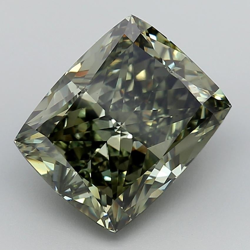7.53 Ct. Fancy Intense  Green Cushion Lab Grown Diamond