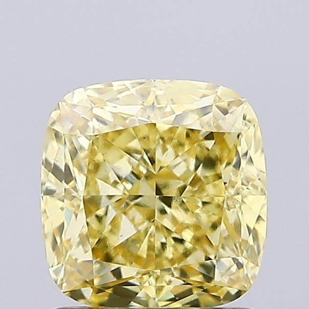 1.38 Ct. Fancy Vivid Yellow Cushion Lab Grown Diamond