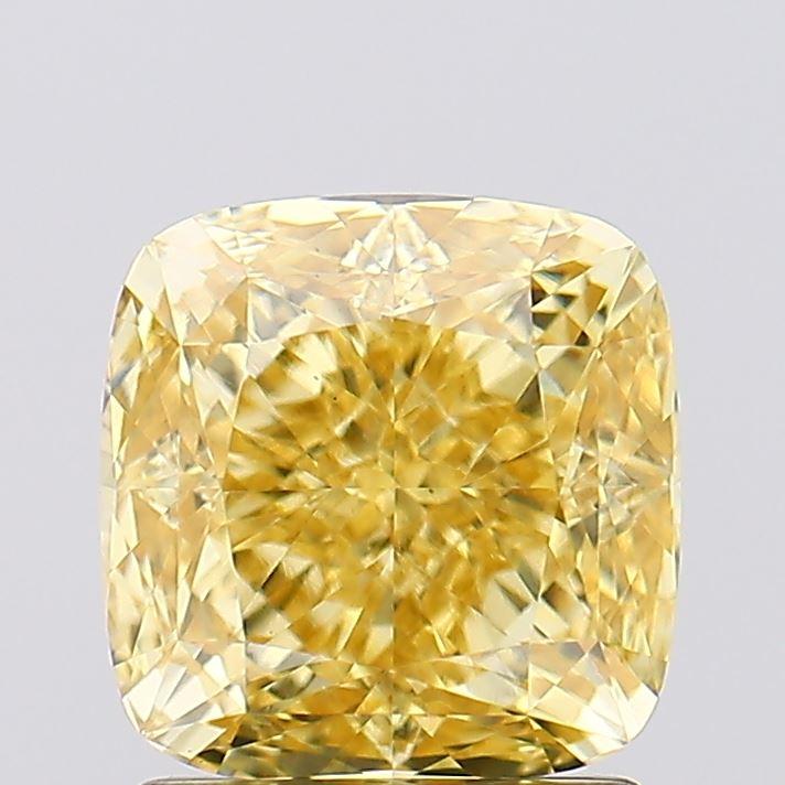 1.68 Ct. Fancy Vivid Yellow Cushion Lab Grown Diamond