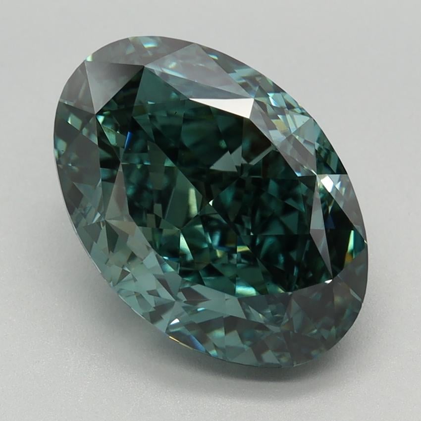 4.42 Ct. Fancy Deep Bluish Green Oval Lab Grown Diamond