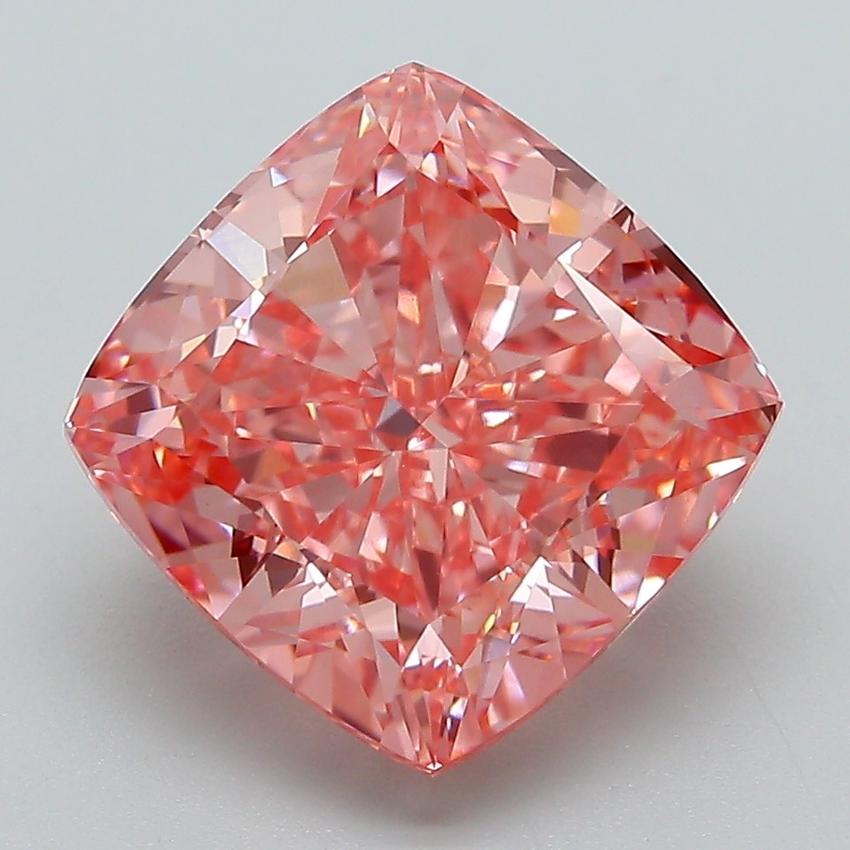 5.09 Ct. Fancy Vivid Pink Cushion Lab Grown Diamond