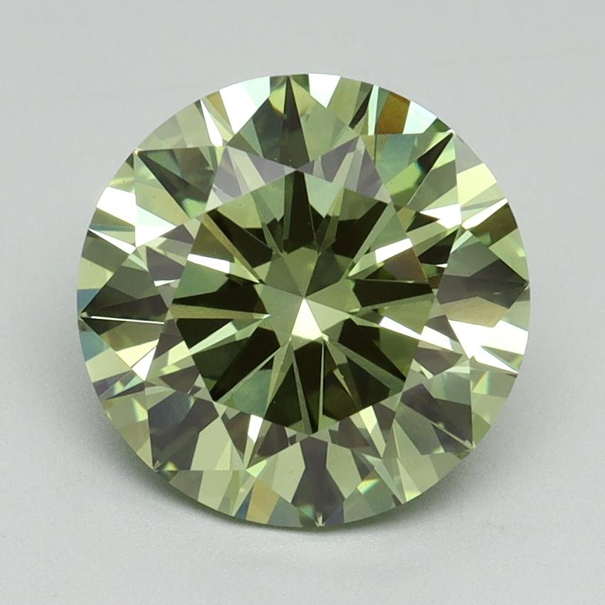 3.11 Ct. Fancy Vivid Green Round Lab Grown Diamond