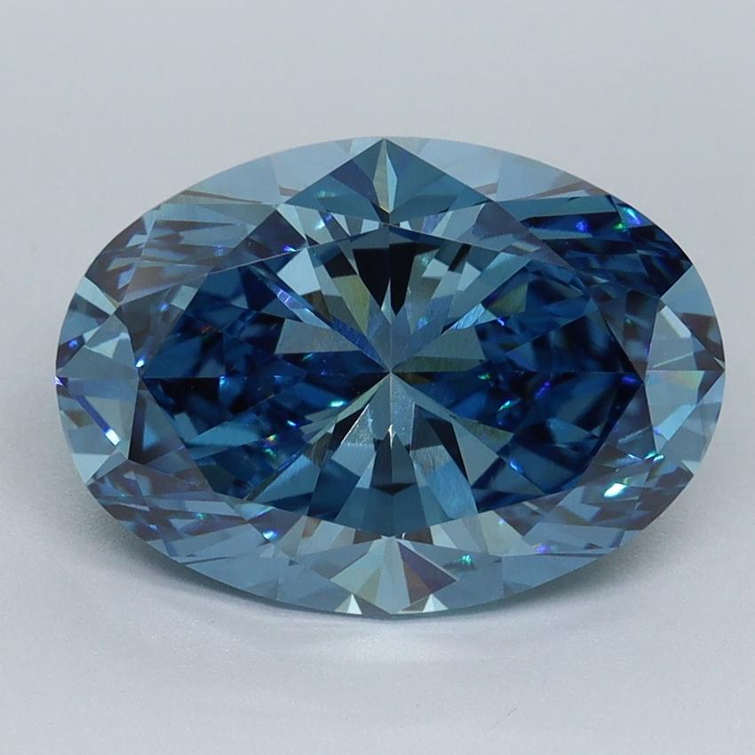 4.07 Ct. Fancy Vivid Malibu Blue Oval Lab Grown Diamond