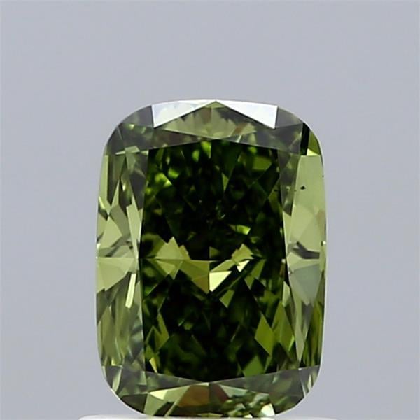 1.06 Ct. Fancy Vivid Green Cushion Lab Grown Diamond