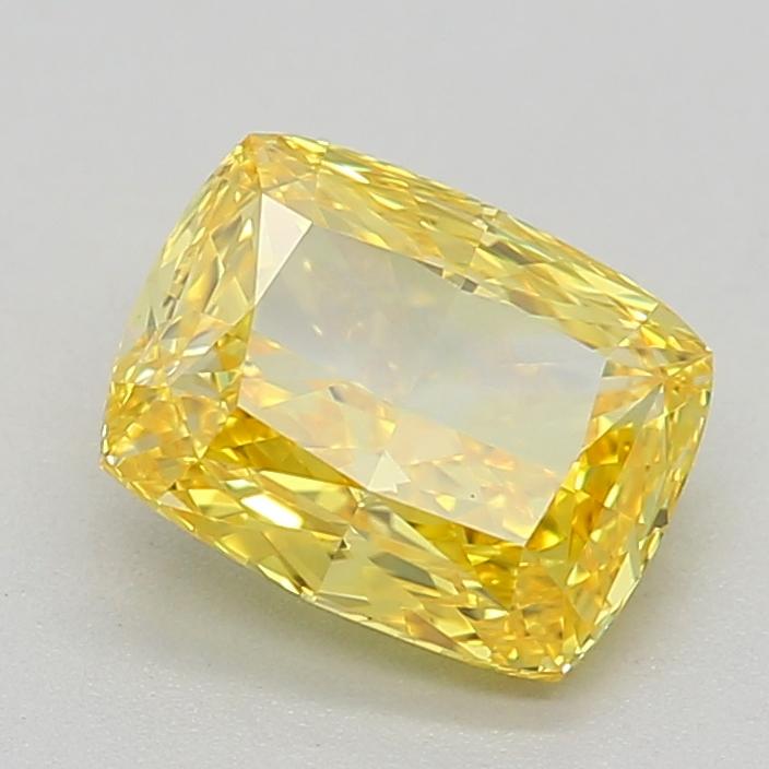 0.81 Ct. Fancy Vivid Yellow Cushion Lab Grown Diamond