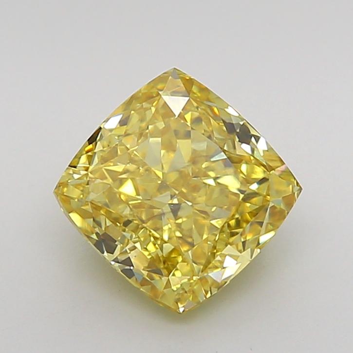 2.09 Ct. Fancy Vivid Yellow Cushion Lab Grown Diamond