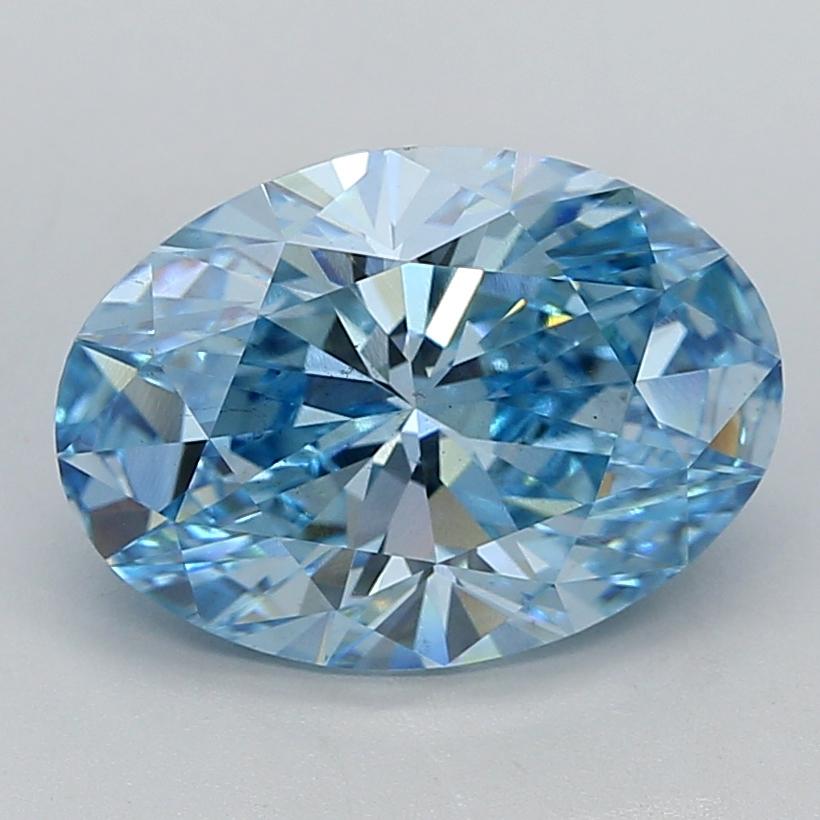 5.03 Ct. Fancy Vivid  Blue Oval Lab Grown Diamond