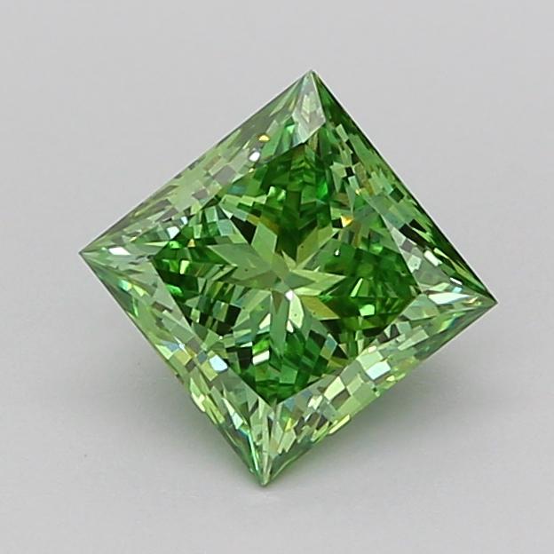 1.02 Ct. Fancy Vivid Green Princess Lab Grown Diamond