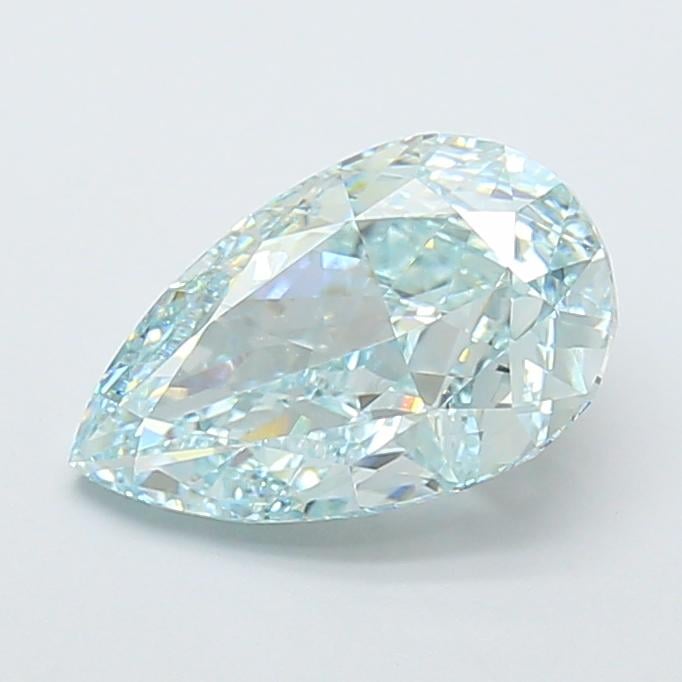 2.84 Ct. Fancy Intense Blue Green Pear Lab Grown Diamond