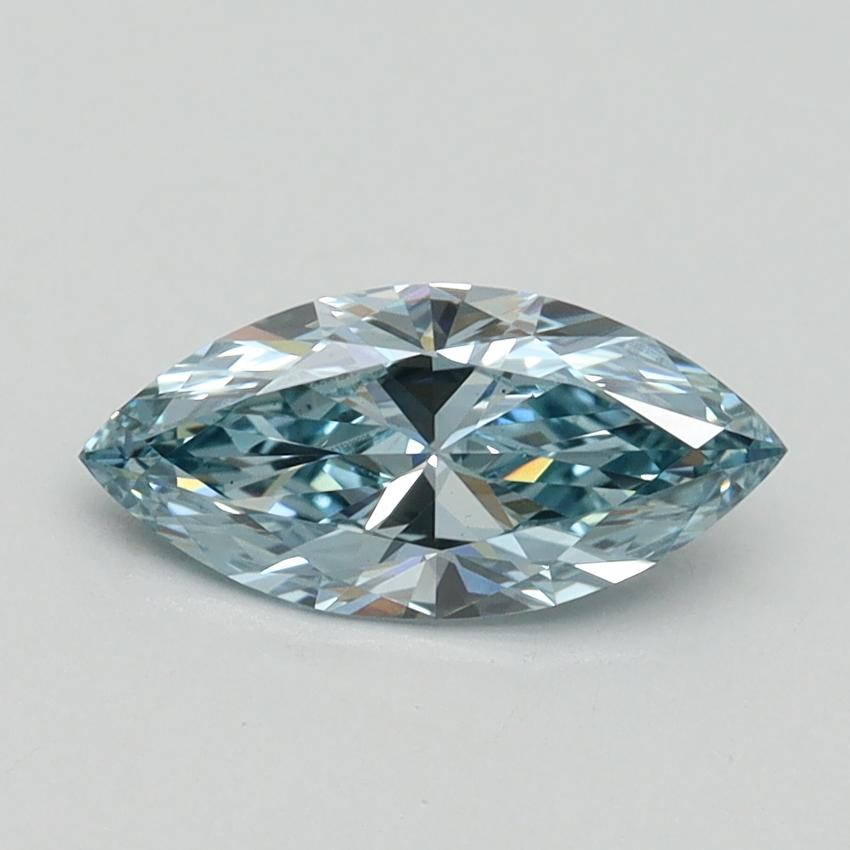 0.76 Ct. Fancy Intense Greenish Blue Marquise Lab Grown Diamond