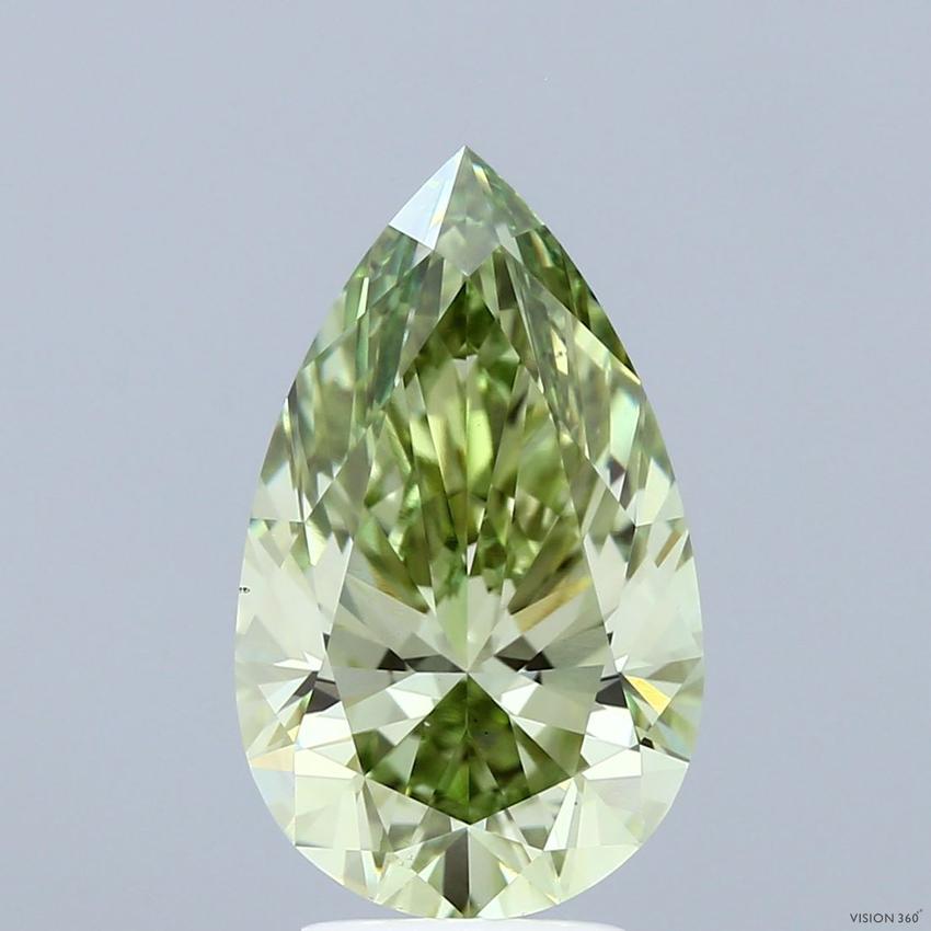 4.04 Ct. Fancy Vivid  Green Pear Lab Grown Diamond