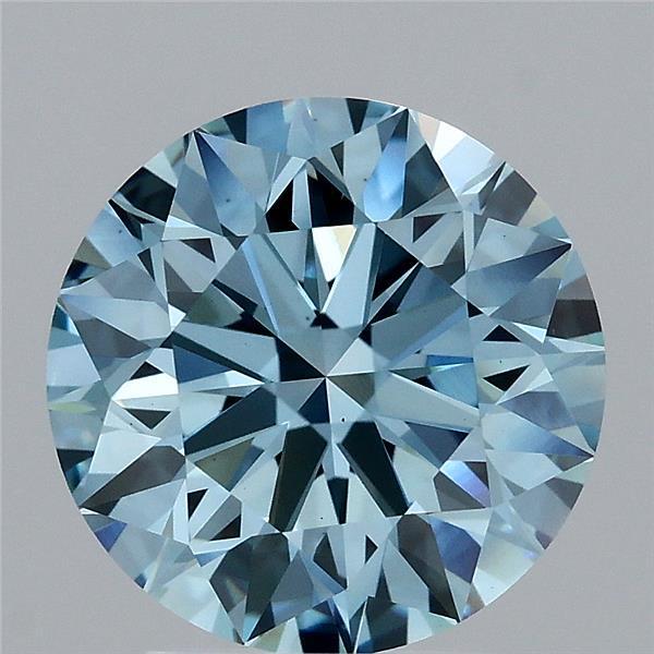 3.07 Ct. Fancy Vivid Blue Round Lab Grown Diamond