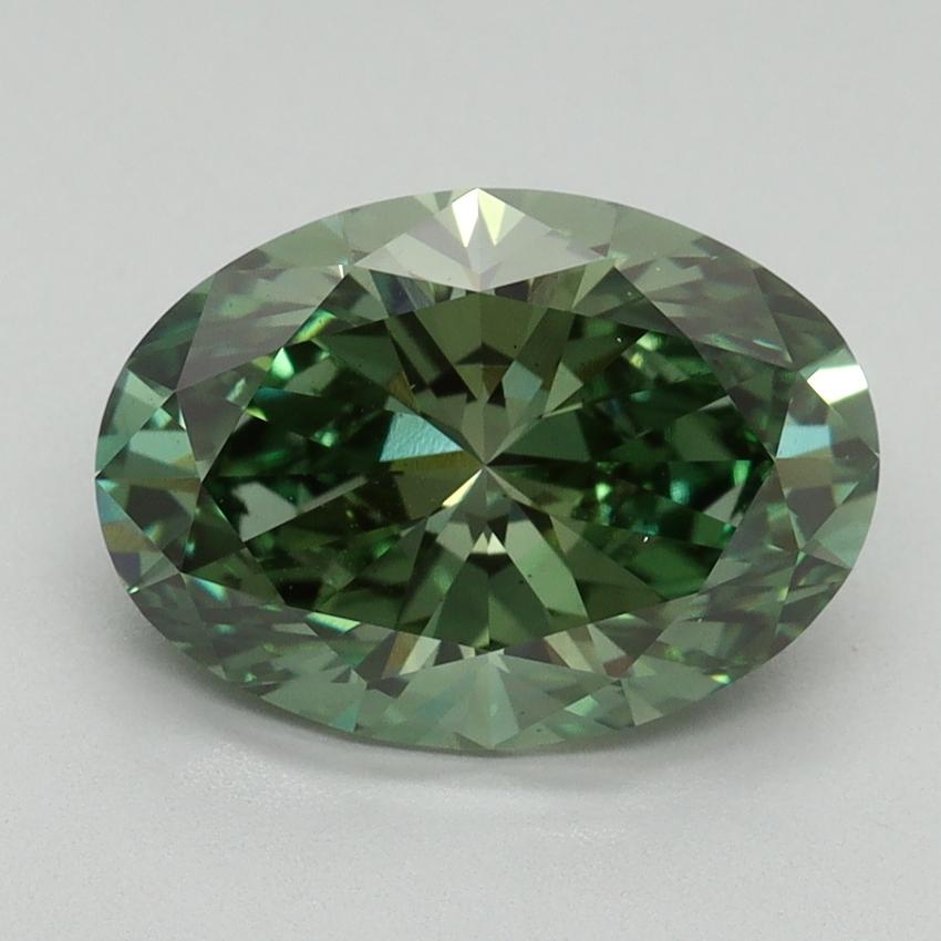 3.11 Ct. Fancy Vivid Green Oval Lab Grown Diamond