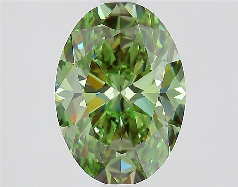 2.21 Ct. Fancy Vivid  Green Oval Lab Grown Diamond
