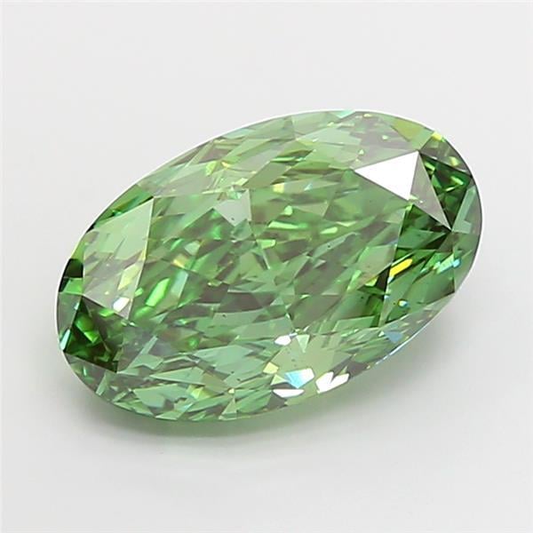 5.06 Ct. Fancy Vivid  Green Oval Lab Grown Diamond
