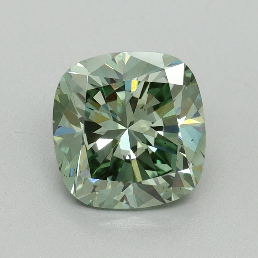 2.04 Ct. Fancy Vivid Pacific Green Cushion Lab Grown Diamond