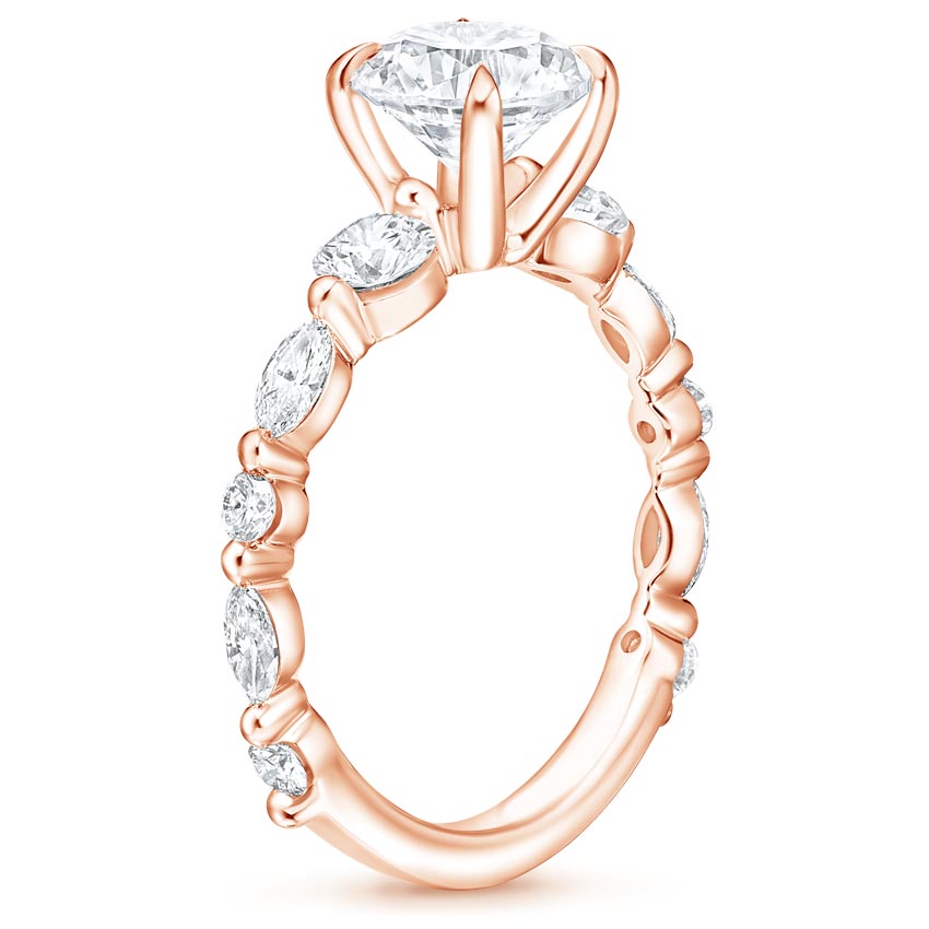 14K Rose Gold Three Stone Versailles Diamond Ring (1/2 ct. tw.), large side view