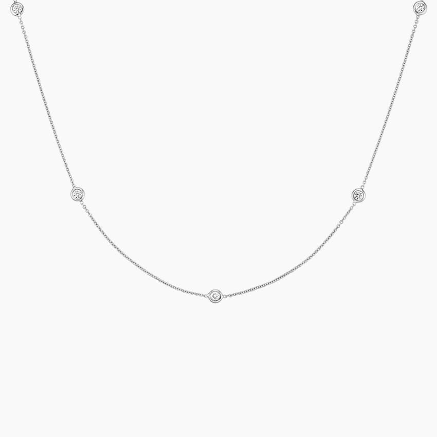 18K White Gold Bezel Strand 18 in. Diamond Necklace (1/3 ct. tw