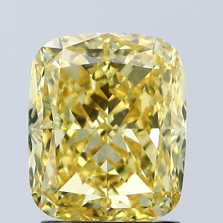 2.07 Ct. Fancy Vivid Yellow Cushion Lab Grown Diamond
